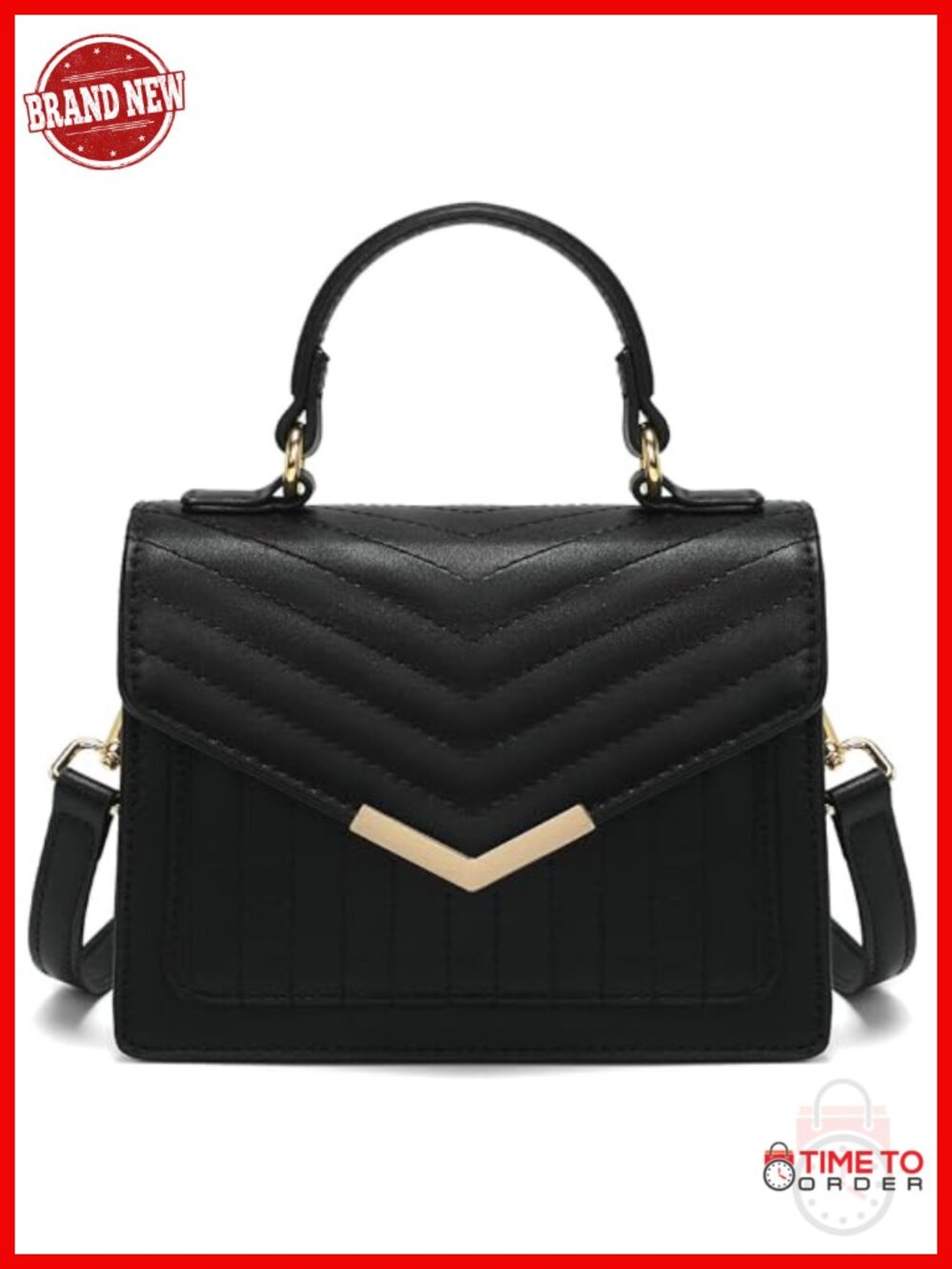 Vegan Leather Quilted Top Handle Handbag Flap Shoulder Crossbody Purse